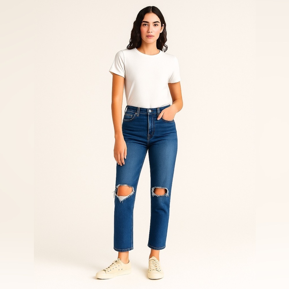 Everlane “The Summer Jean” Distressed Mid-Rise Straight Jeans – Size 29 Regular